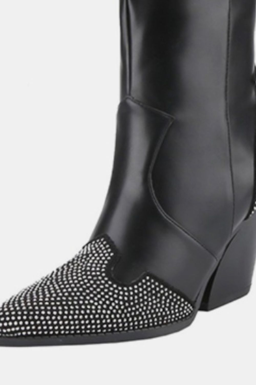 Weeboo - Black Chunky Heel Rhinestone Cowgirl Boots