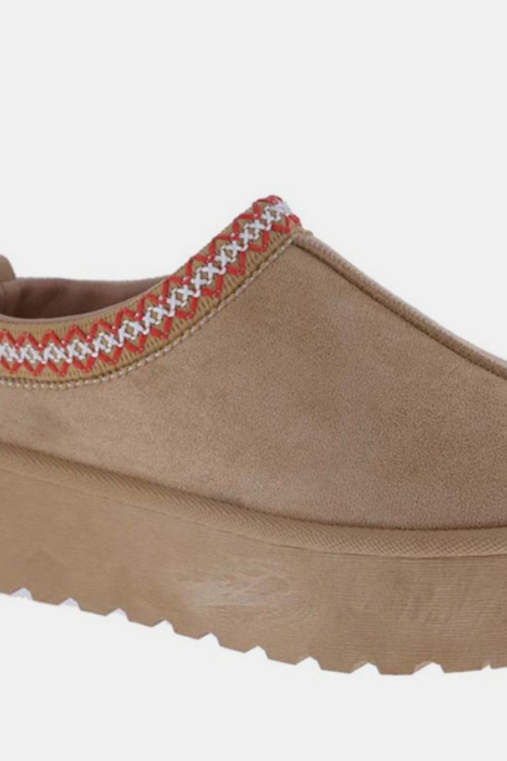 Weeboo - Embroidered Trim Platform Slippers in Tan