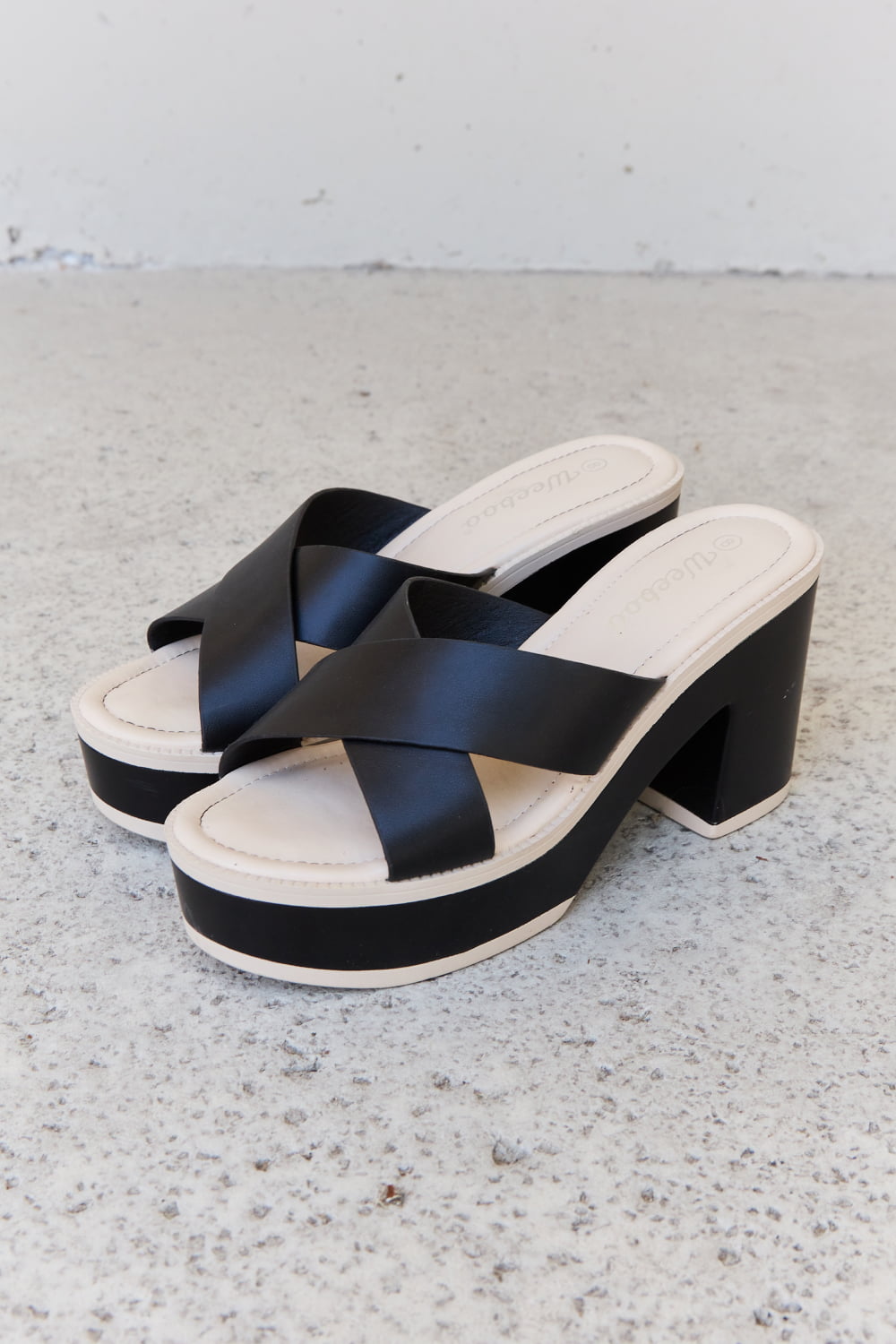 Weeboo - Vegan Leather Contrast Platform Sandals in Black