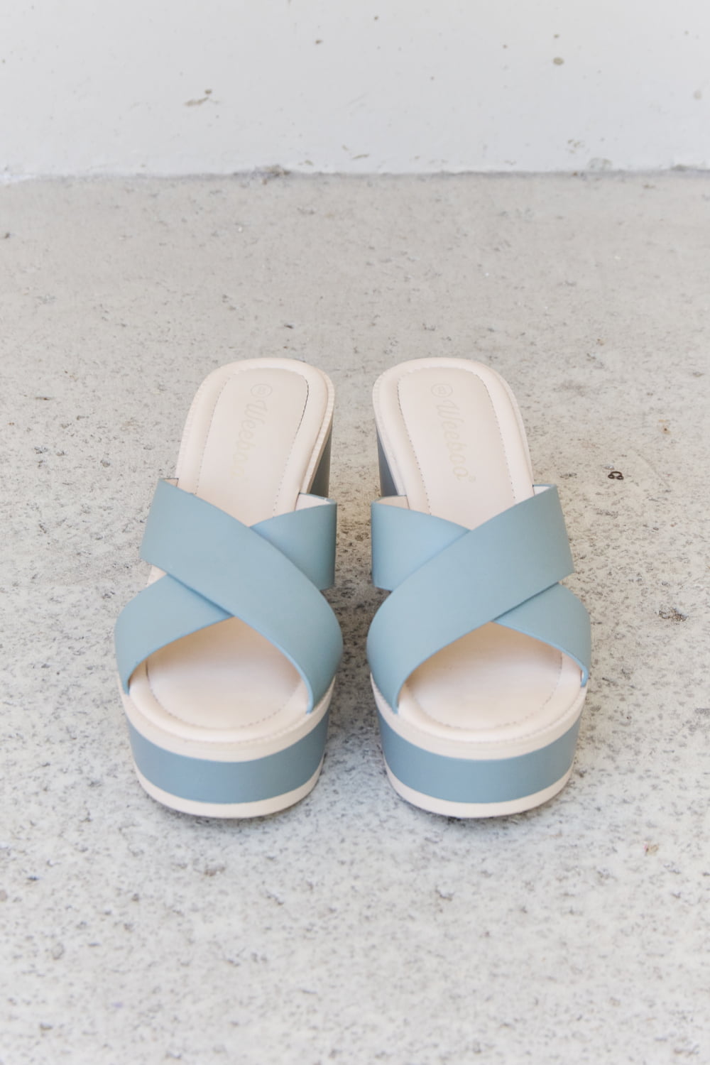 Weeboo - Vegan Leather Contrast Platform Sandals in Light Blue