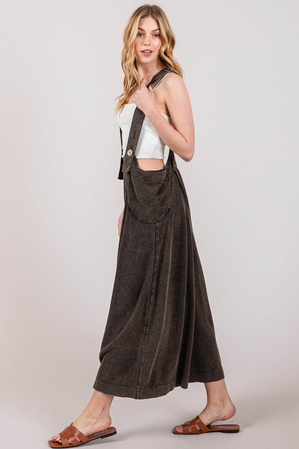 Wide Strap Wide Leg Overalls in BlackOverallsSAGE+FIG