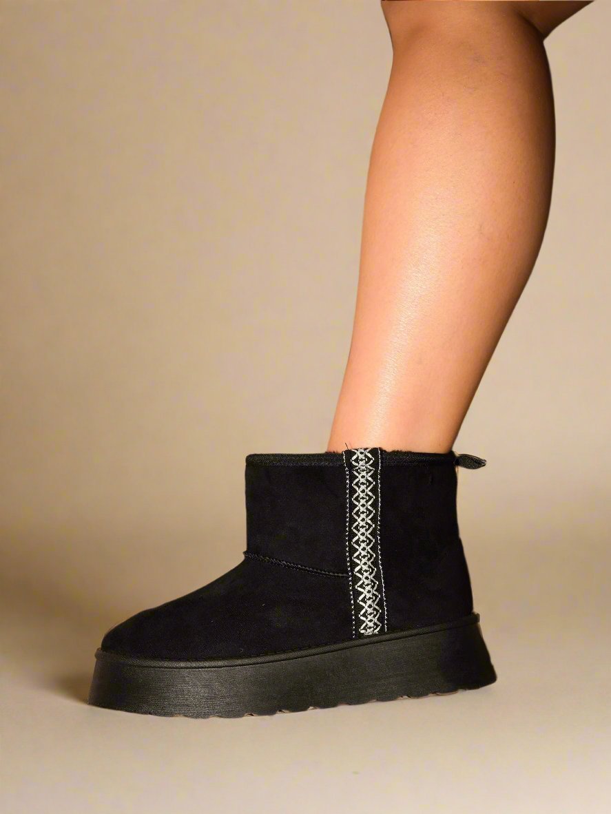 WILD DIVA - Black Cozy Suede Booties