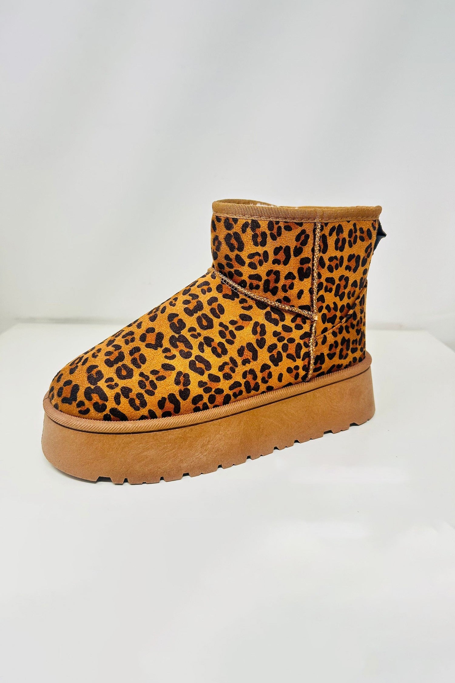 WILD DIVA - Leopard Print Cozy Suede Booties