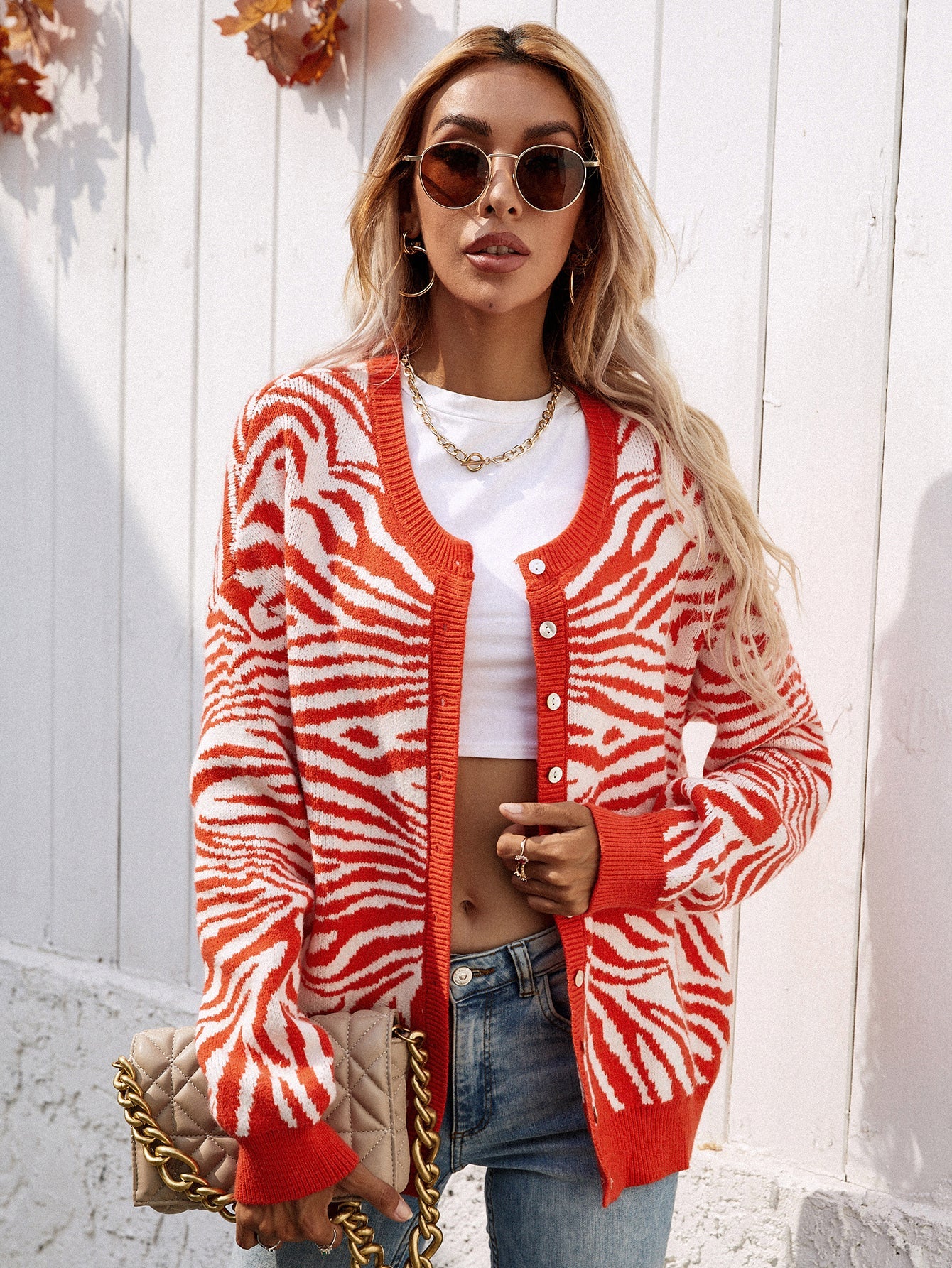 Woven Right - Zebra Print Button Down Cardigan