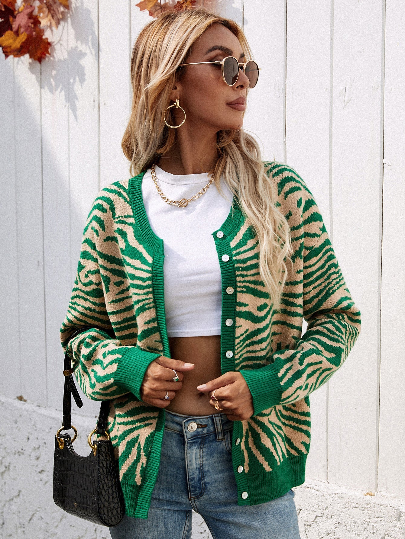 Woven Right - Zebra Print Button Down Cardigan