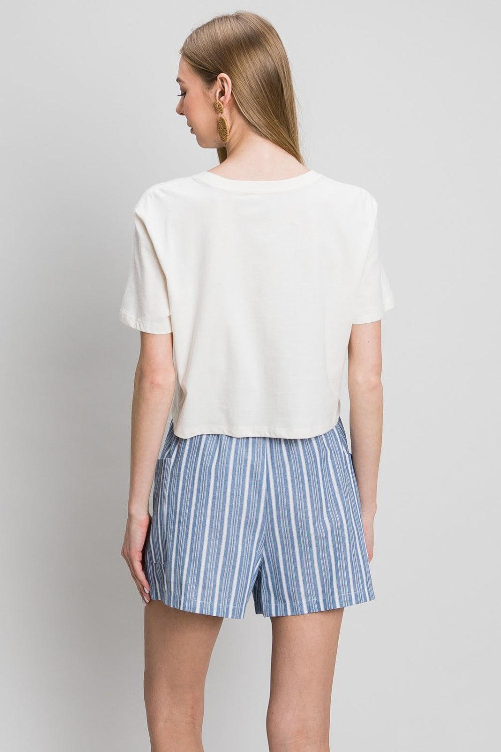 Yarn Dyed Striped Shorts in Denim BlueShortsCotton Bleu