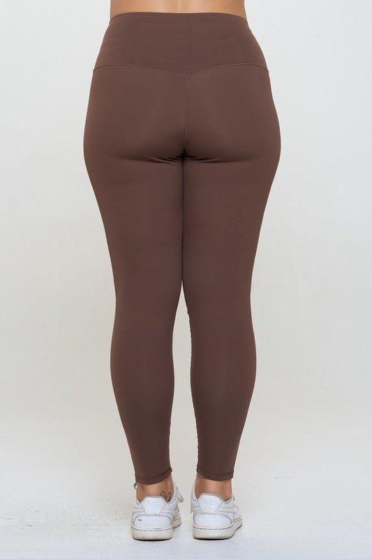 Yelete - Coffee Brown Fleece Lined High Waisted Leggings