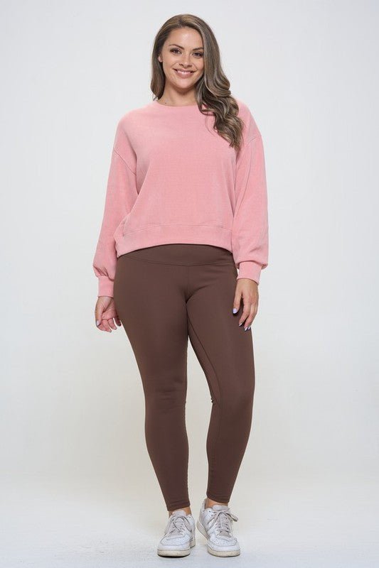 Yelete - Coffee Brown Fleece Lined High Waisted Leggings