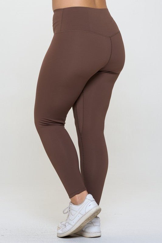 Yelete - Coffee Brown Fleece Lined High Waisted Leggings