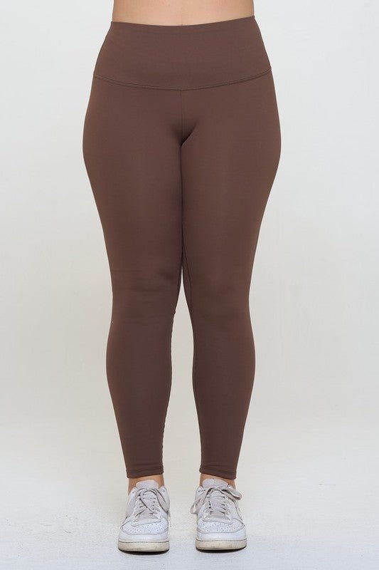 Yelete - Coffee Brown Fleece Lined High Waisted Leggings