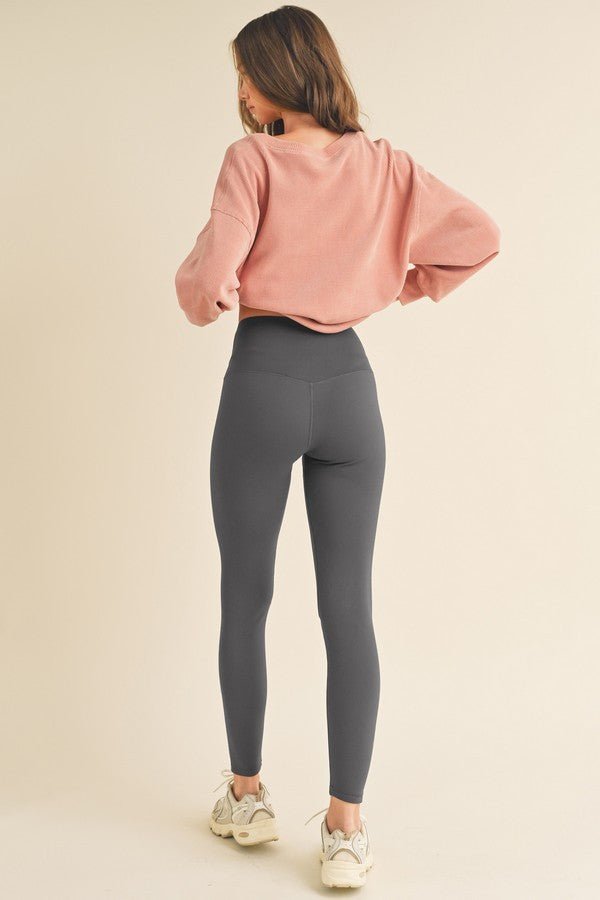 Yelete - Gray Fleece Lined High Waisted Leggings