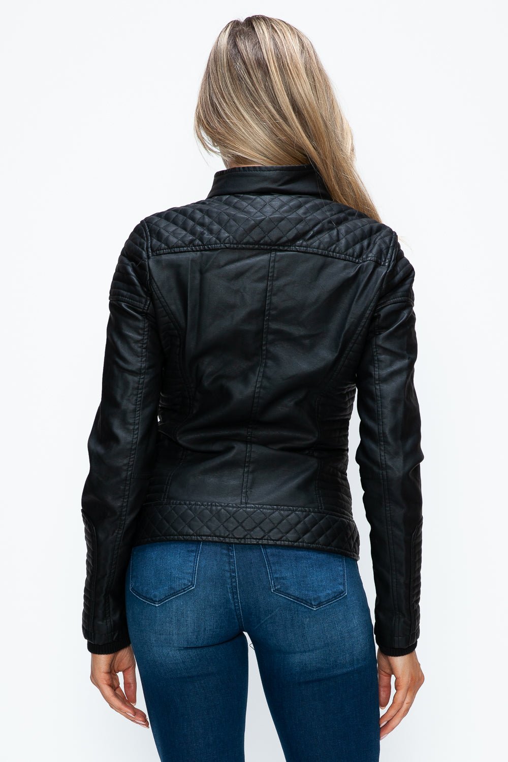 YMI - Black Layered Look Vegan Leather Jacket