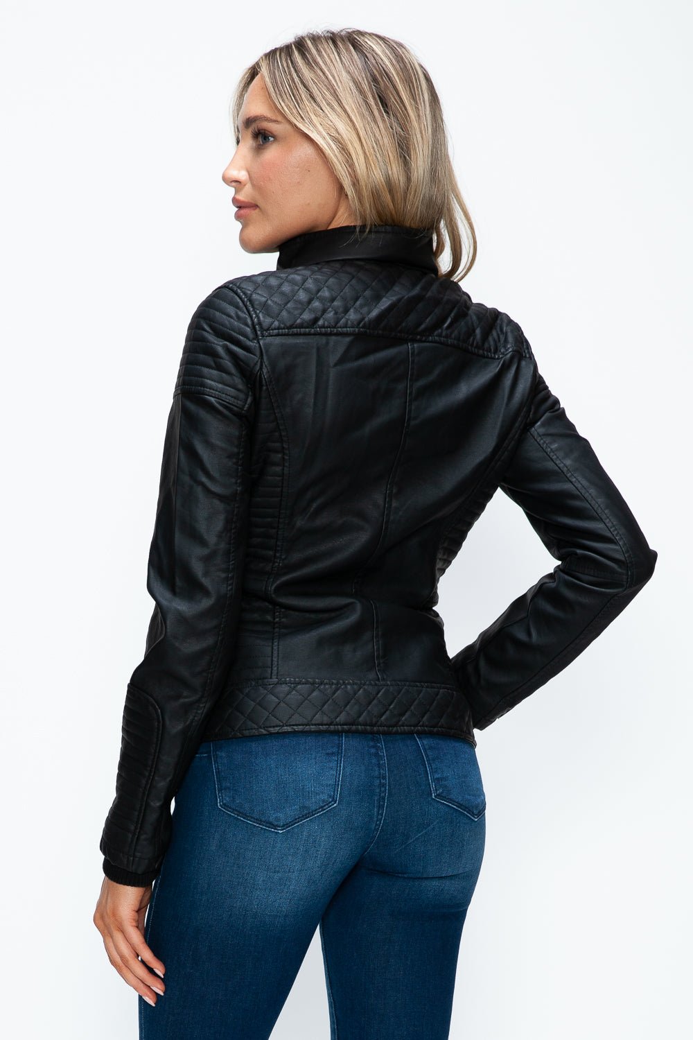 YMI - Black Layered Look Vegan Leather Jacket