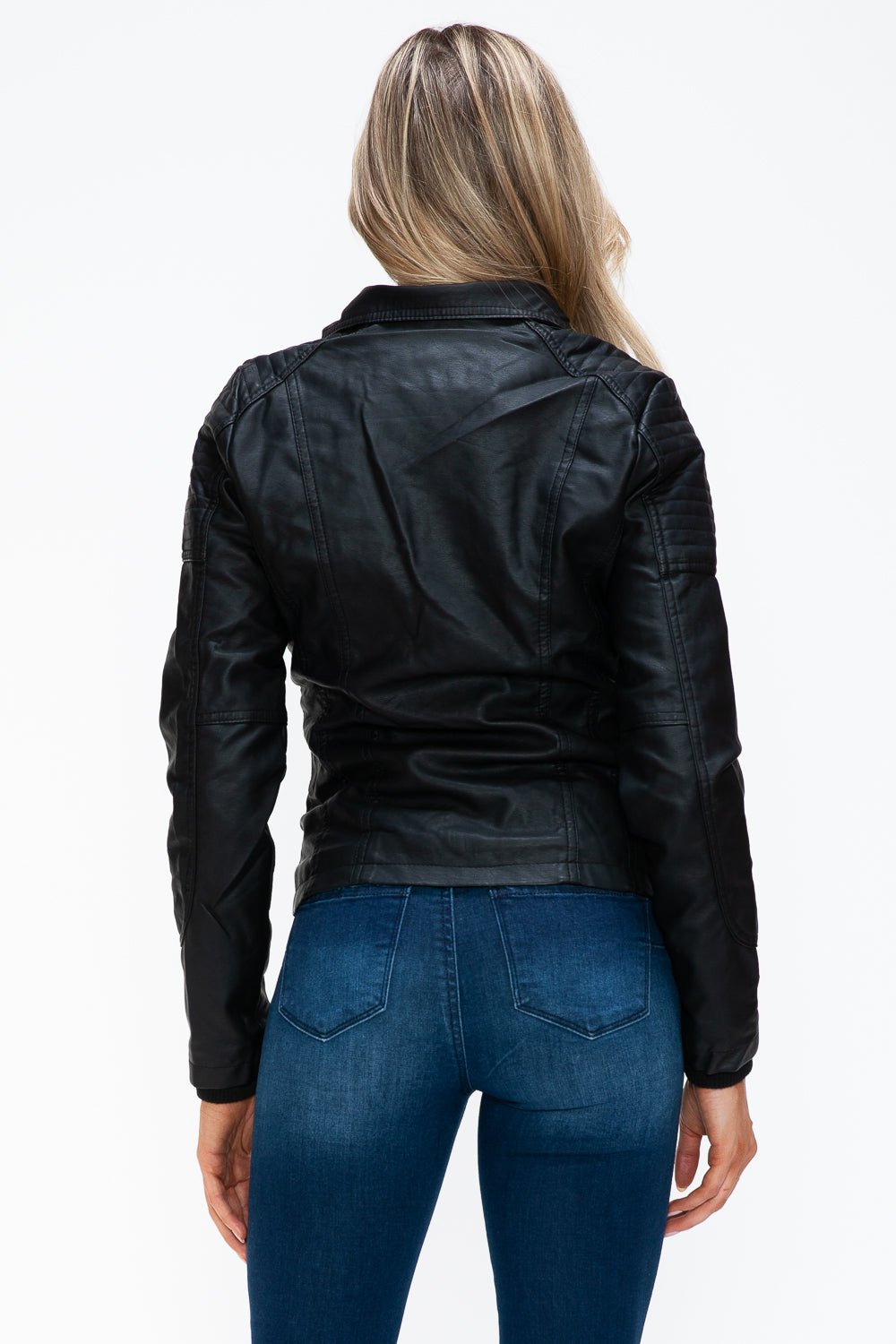 YMI - Black Multi - Pocket Vegan Leather Jacket