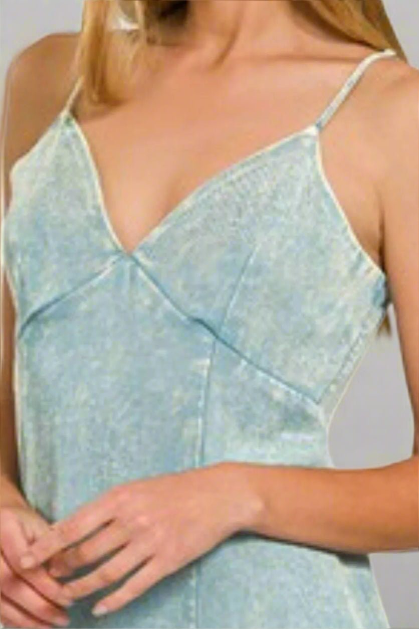 Zenana - Acid Wash Denim Maxi Dress – Light Blue