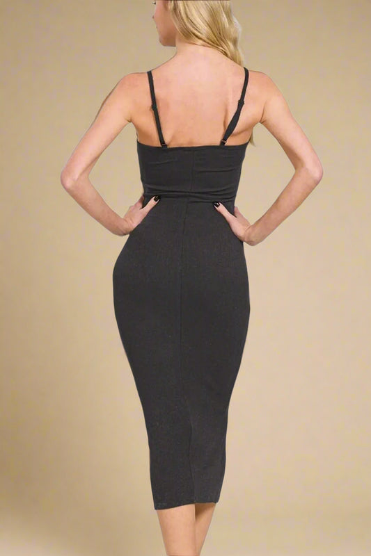 Zenana - Black Bodycon Midi Tank Dress