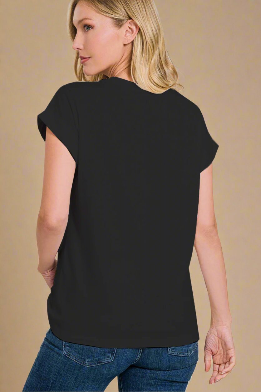 Zenana - Black Crew Neck Short Sleeve T-Shirt