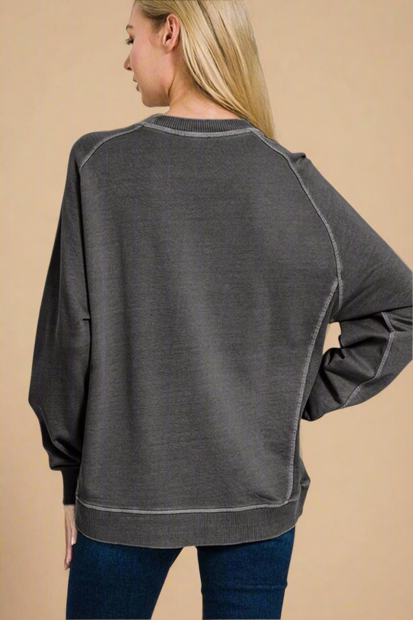 Zenana - Black Pigment Dyed French Terry Sweatshirt