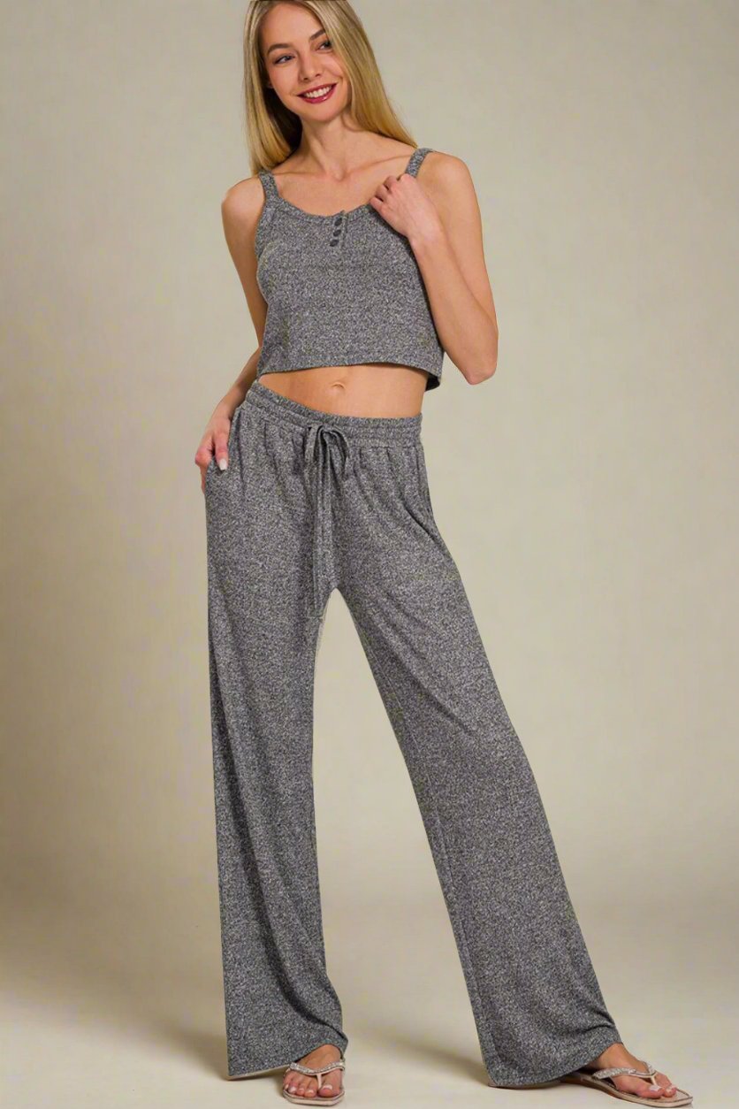 Zenana - Black Wide Leg Drawstring Pants