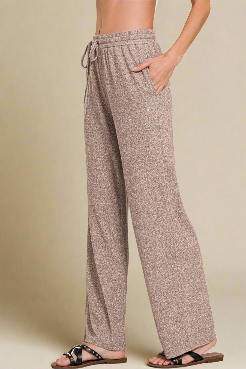 Zenana - Brown Wide Leg Drawstring Pants