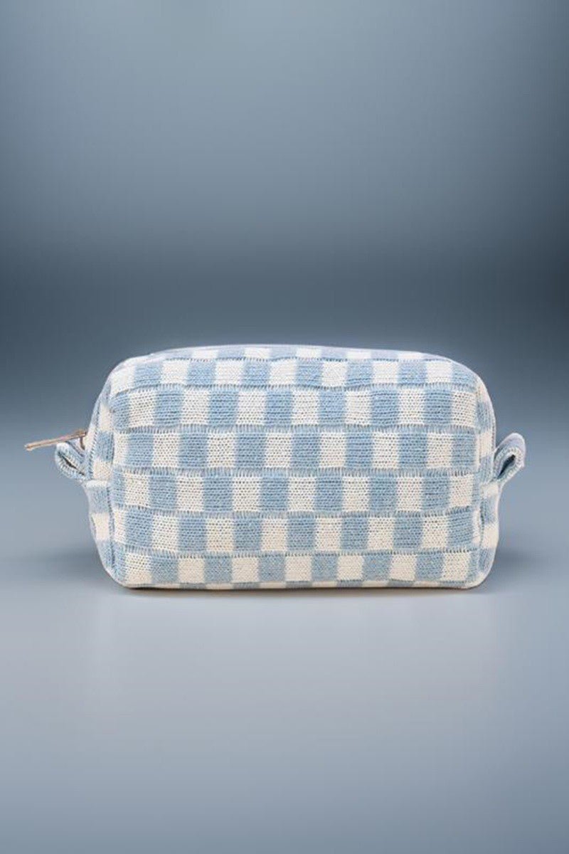 Zenana - Checkered Pattern Knitted Cosmetic Pouch