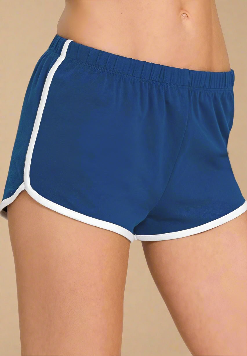 Zenana - Cobalt Blue Retro Trim Shorts