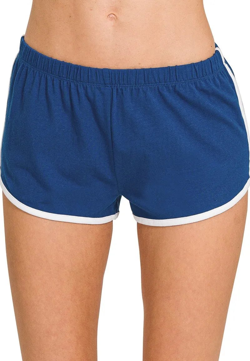 Zenana - Cobalt Blue Retro Trim Shorts
