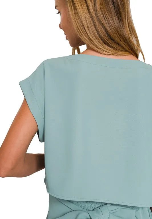 Zenana - Crop Tee & Smocked Waist Maxi Skirt Set – Dusty Aqua