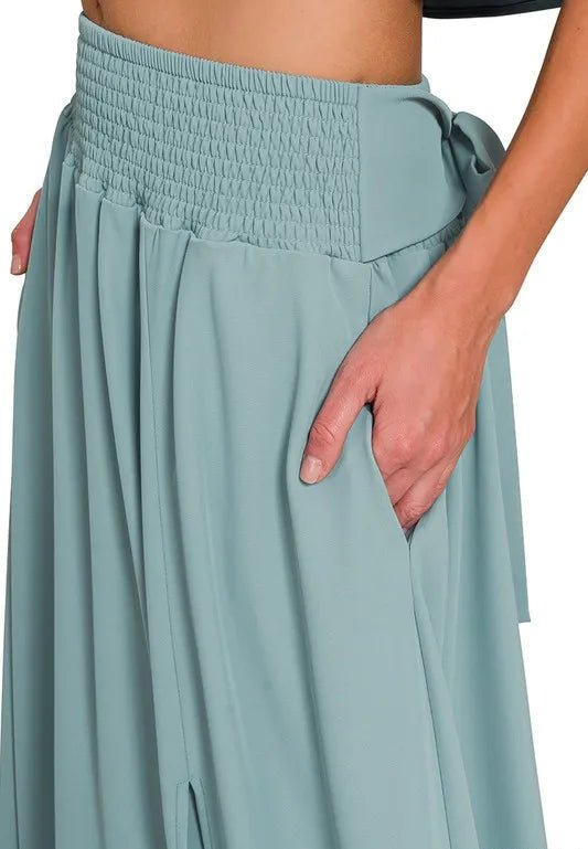 Zenana - Crop Tee & Smocked Waist Maxi Skirt Set – Dusty Aqua
