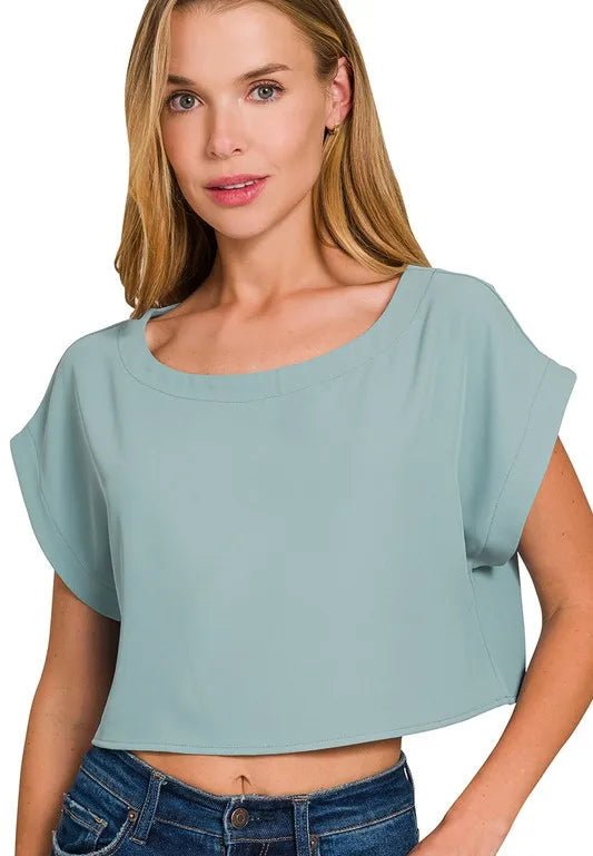 Zenana - Crop Tee & Smocked Waist Maxi Skirt Set – Dusty Aqua