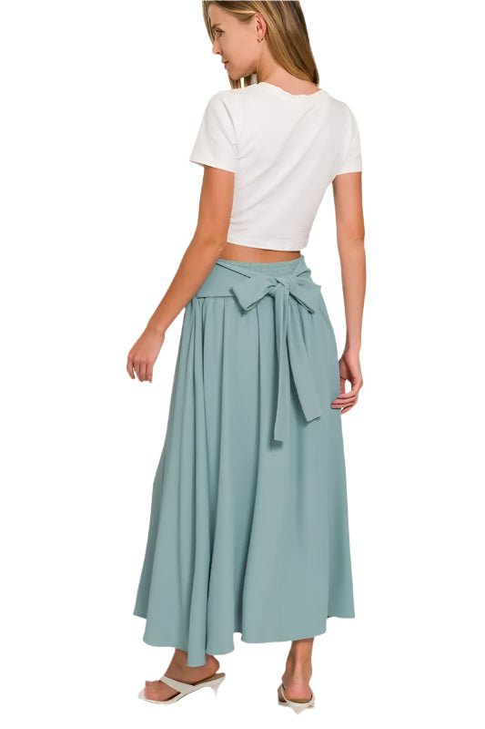 Zenana - Crop Tee & Smocked Waist Maxi Skirt Set – Dusty Aqua