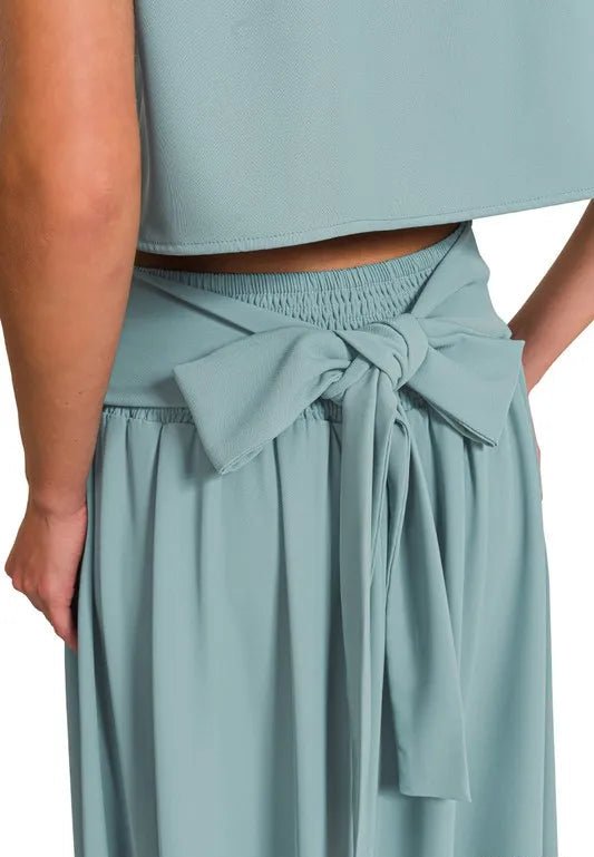 Zenana - Crop Tee & Smocked Waist Maxi Skirt Set – Dusty Aqua