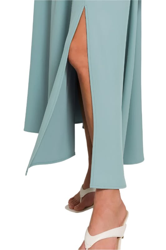 Zenana - Crop Tee & Smocked Waist Maxi Skirt Set – Dusty Aqua