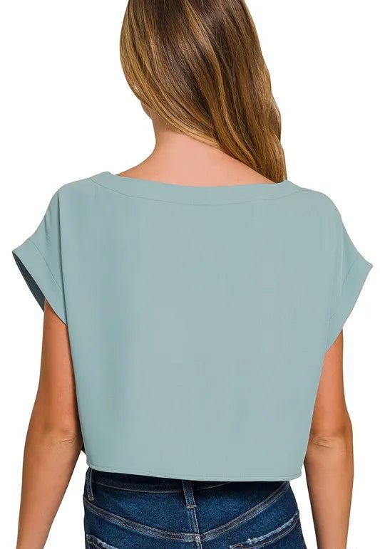 Zenana - Crop Tee & Smocked Waist Maxi Skirt Set – Dusty Aqua