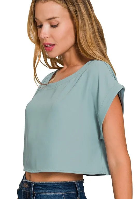 Zenana - Crop Tee & Smocked Waist Maxi Skirt Set – Dusty Aqua
