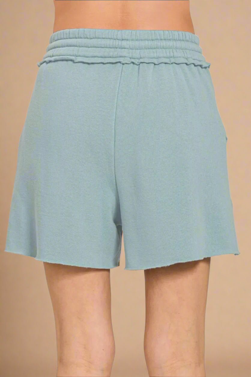 Zenana - Dusty Blue Drawstring Lounge Shorts