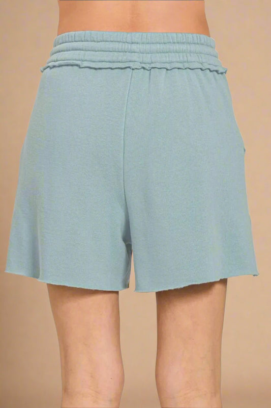 Zenana - Dusty Blue Drawstring Lounge Shorts