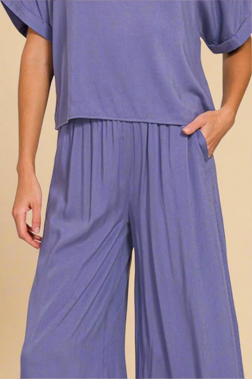 Zenana - Dusty Lavender Wide Leg Pant Set