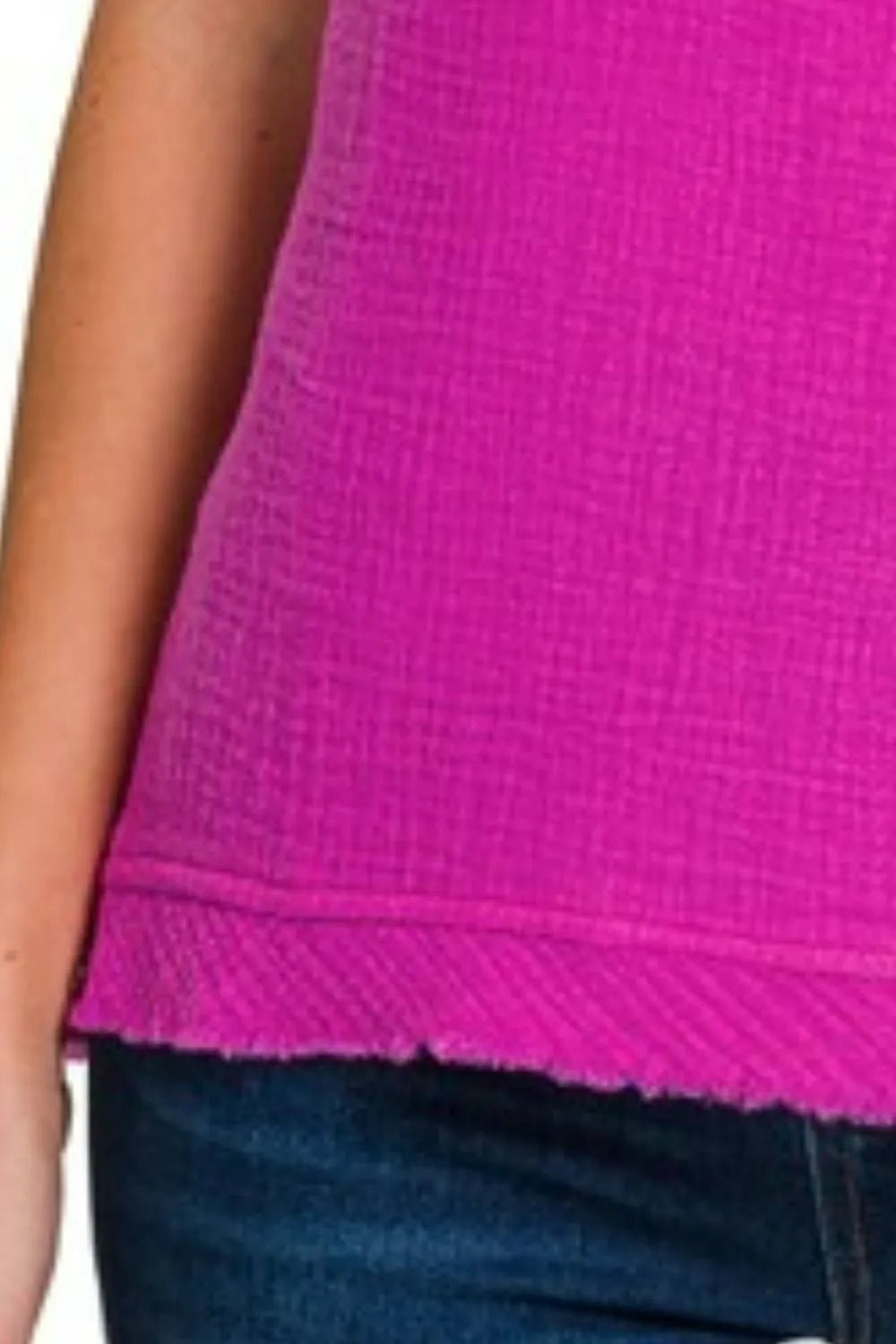 Zenana - Frayed V - Neck Sleeveless Top – Berry Fuchsia