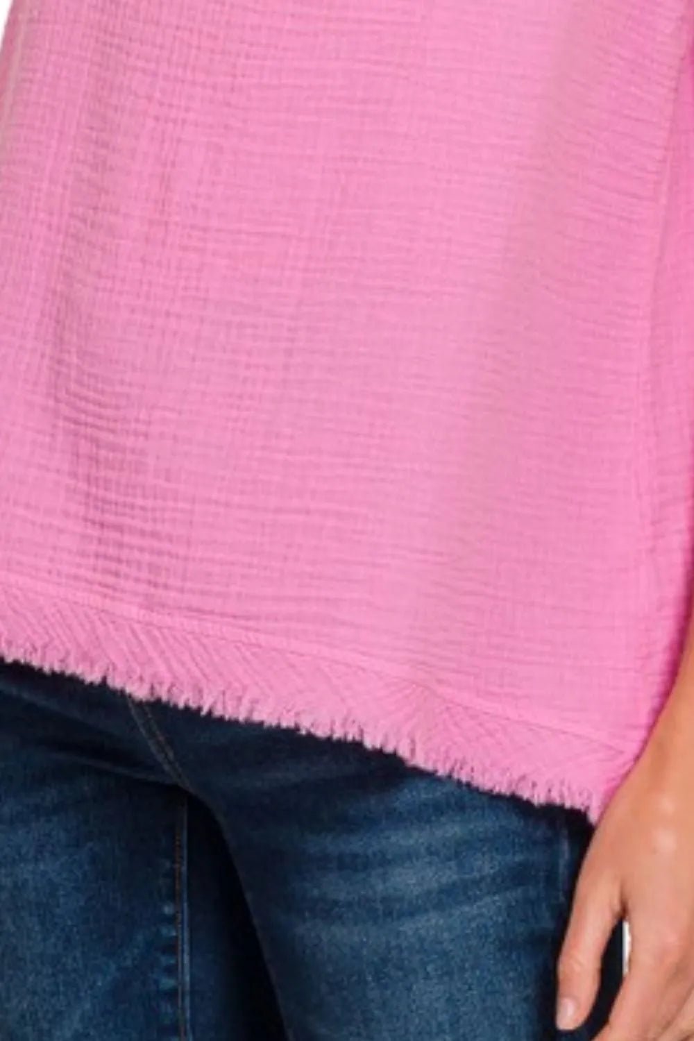 Zenana - Frayed V - Neck Sleeveless Top – Bright Pink