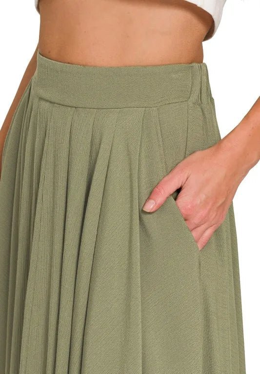 Zenana - Gauze Crop Top and Maxi Skirt Set – Soft Moss