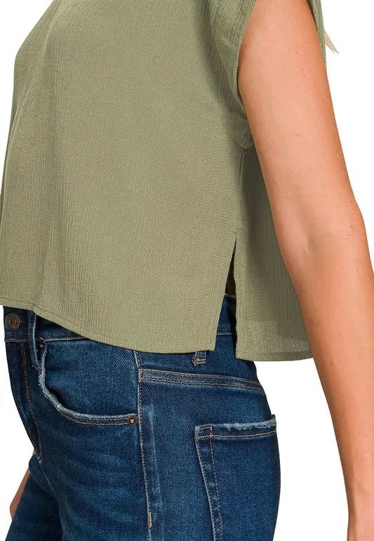 Zenana - Gauze Crop Top and Maxi Skirt Set – Soft Moss