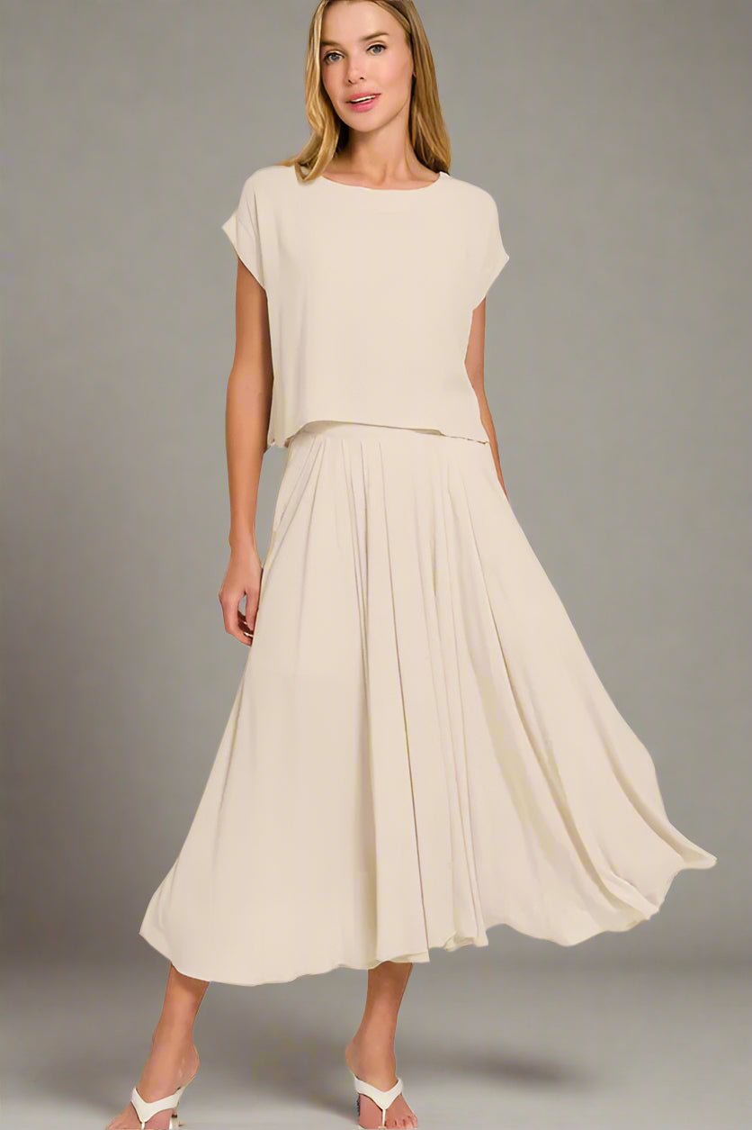 Zenana - Gauze Crop Top and Maxi Skirt Set – Soft Sand