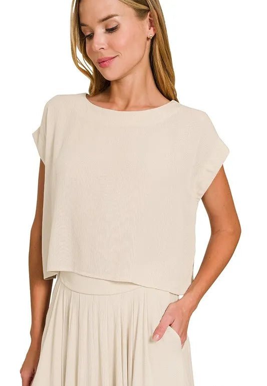 Zenana - Gauze Crop Top and Maxi Skirt Set – Soft Sand