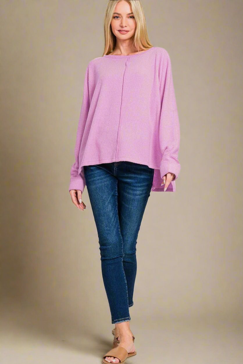 Zenana - High - Low Hem Tunic T-Shirt in Mauve