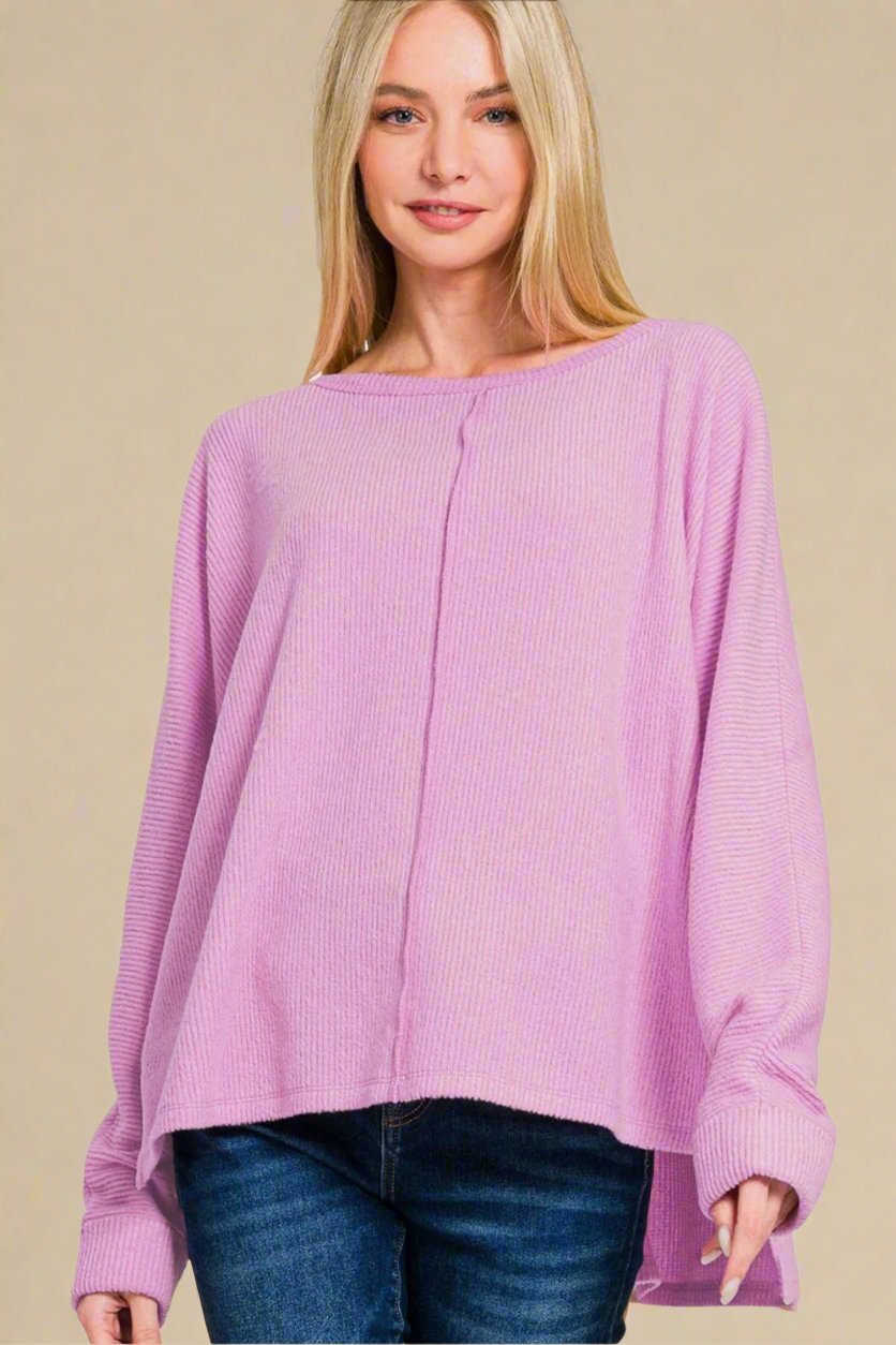 Zenana - High - Low Hem Tunic T-Shirt in Mauve