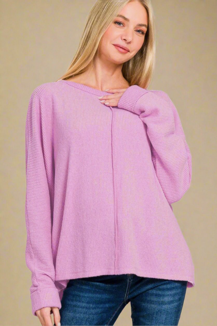 Zenana - High - Low Hem Tunic T-Shirt in Mauve