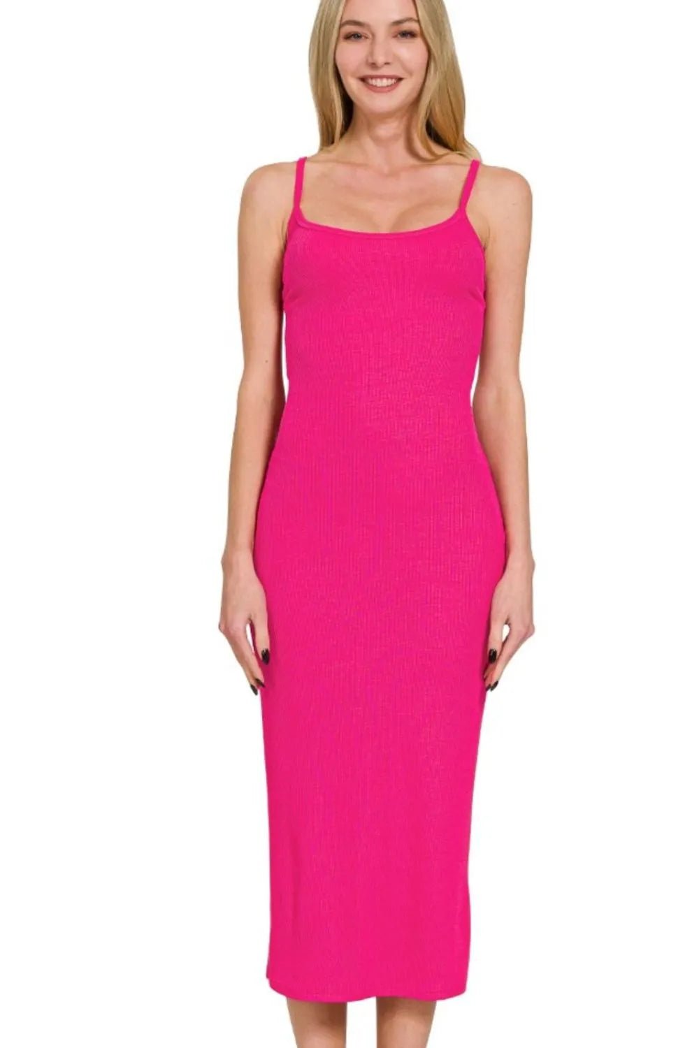 Zenana - Hot Pink Bodycon Midi Tank Dress