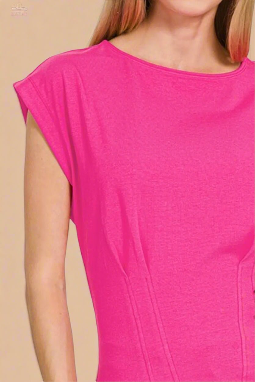 Zenana - Hot Pink Cap Sleeve Knit Top