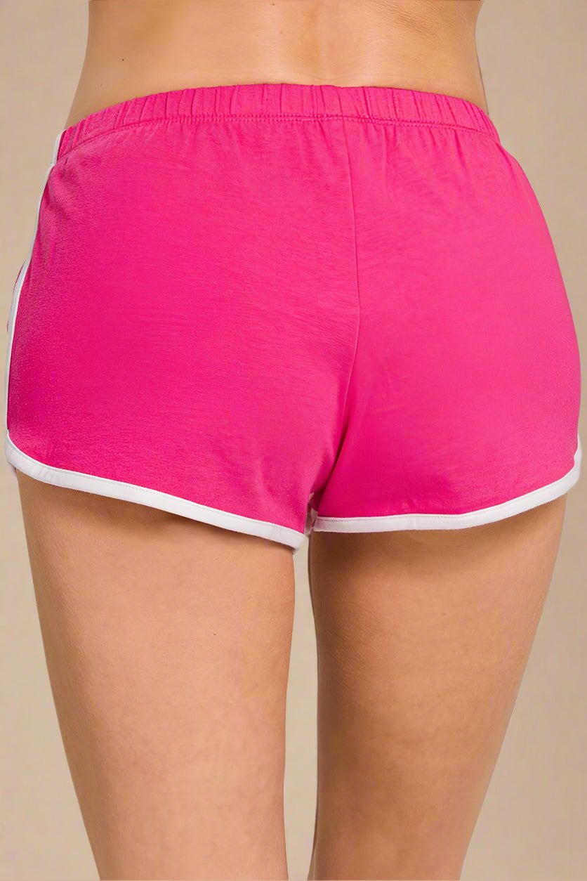 Zenana - Hot Pink Retro Trim Shorts